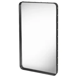 GUBI Adnet mirror, rectangular, 65 x 115 cm, black leather