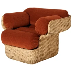 GUBI Basket lounge chair, rattan - Belsuede Special FR 133