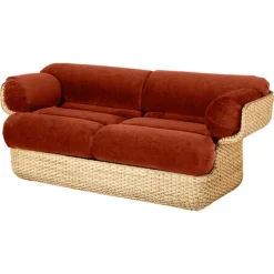 GUBI Basket 2-seater sofa, rattan - Belsuede Special FR 133
