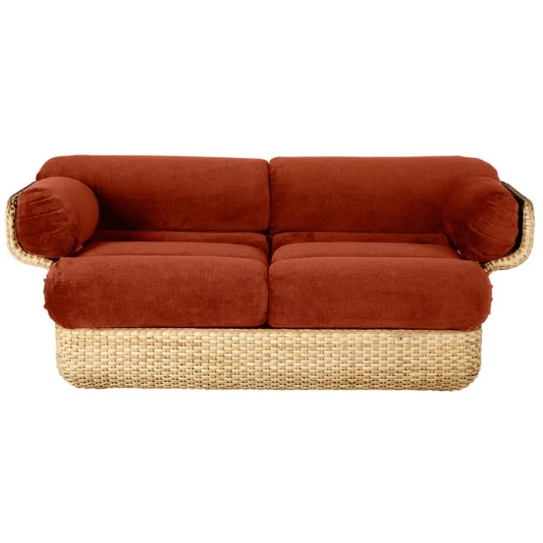 GUBI Basket 2-seater sofa, rattan - Belsuede Special FR 133