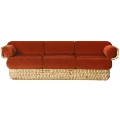 GUBI Basket 3-seater sofa, rattan - Belsuede Special FR 133