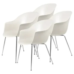 GUBI Bat chair, alabaster white - chrome base, set of 4