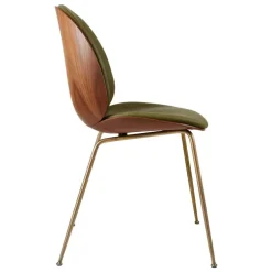 GUBI Beetle chair, antique brass - walnut - army leather Soft