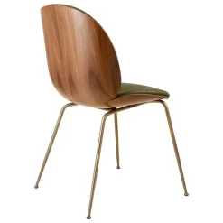 GUBI Beetle chair, antique brass - walnut - army leather Soft