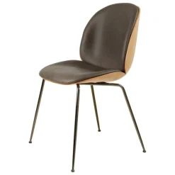 GUBI Beetle chair, black chrome - oak - grey leather Soft