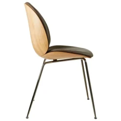 GUBI Beetle chair, black chrome - oak - grey leather Soft