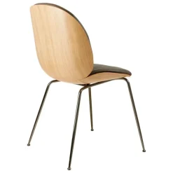 GUBI Beetle chair, black chrome - oak - grey leather Soft