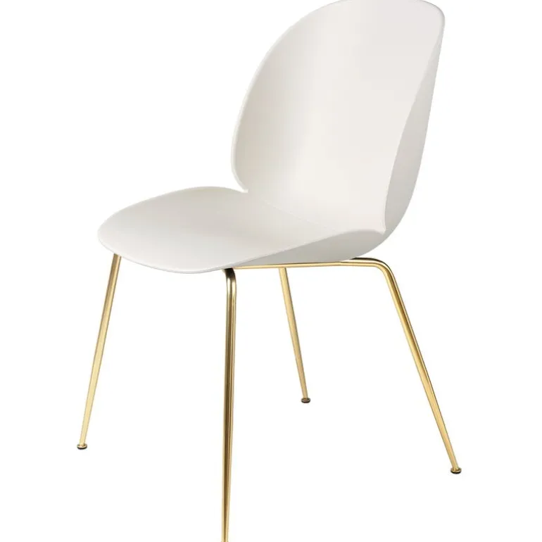 GUBI Beetle chair, brass semi matt - alabaster white