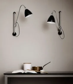 GUBI Bestlite BL5 wall lamp, 16 cm, chrome - black semi matt