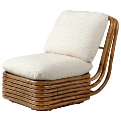 GUBI Bohemian 72 lounge chair, rattan - Diagonal Boucle 007