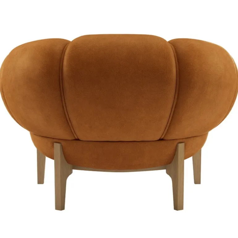 GUBI Croissant lounge chair, oiled oak - Chamois Cuoio 1708