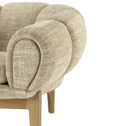 GUBI Croissant lounge chair, oiled oak - Dedar Smilla 002