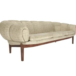 GUBI Croissant 3-seater sofa, oiled walnut - Dedar Smilla 002