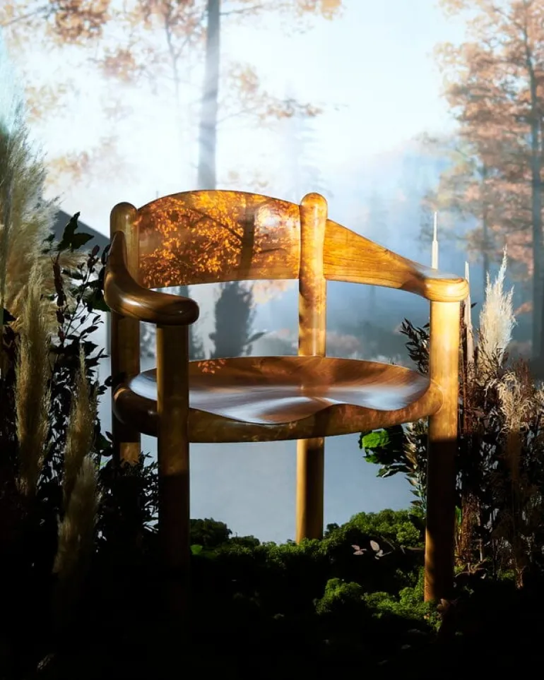 GUBI Daumiller armchair, golden pine