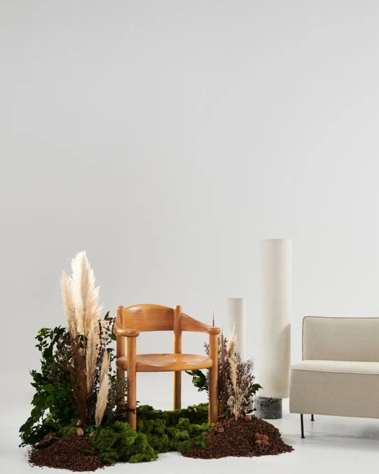 GUBI Daumiller armchair, golden pine