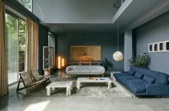 GUBI Doric coffee table, 140 x 80 cm, neutral white travertine