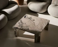 GUBI Doric coffee table, 80 x 80 cm, electric grey limestone