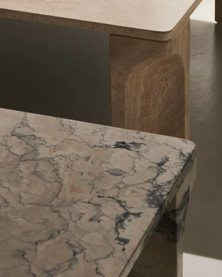 GUBI Doric coffee table, 140 x 80 cm, electric grey limestone