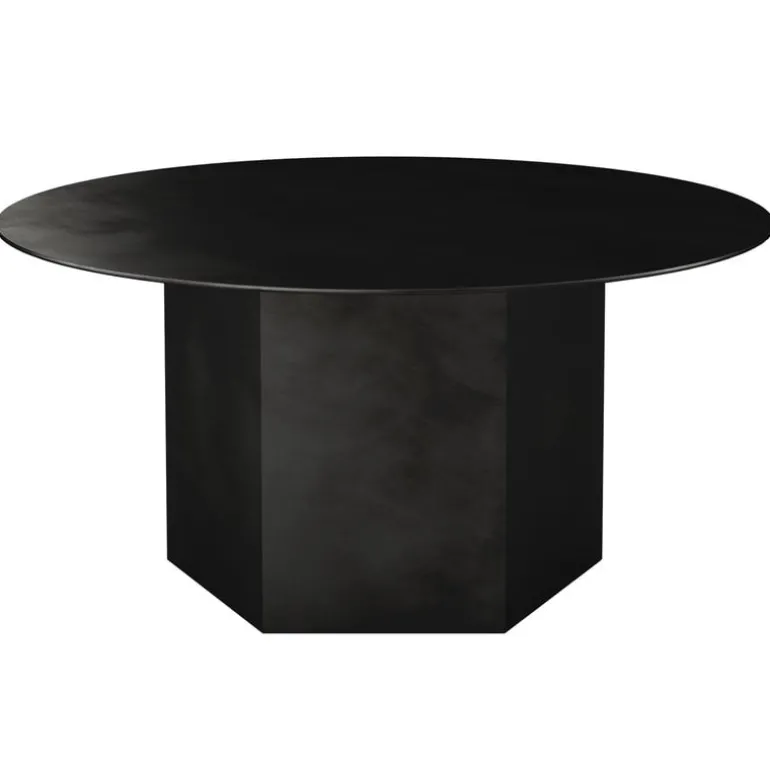 GUBI Epic coffee table, round, 80 cm, midnight black steel