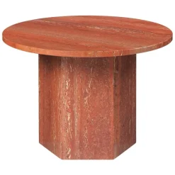 GUBI Epic coffee table, round, 60 cm, red travertine