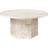 GUBI Epic coffee table, round, 80 cm, white travertine