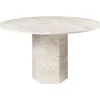 GUBI Epic dining table, round, 130 cm, white travertine