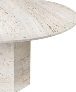 GUBI Epic dining table, round, 130 cm, white travertine