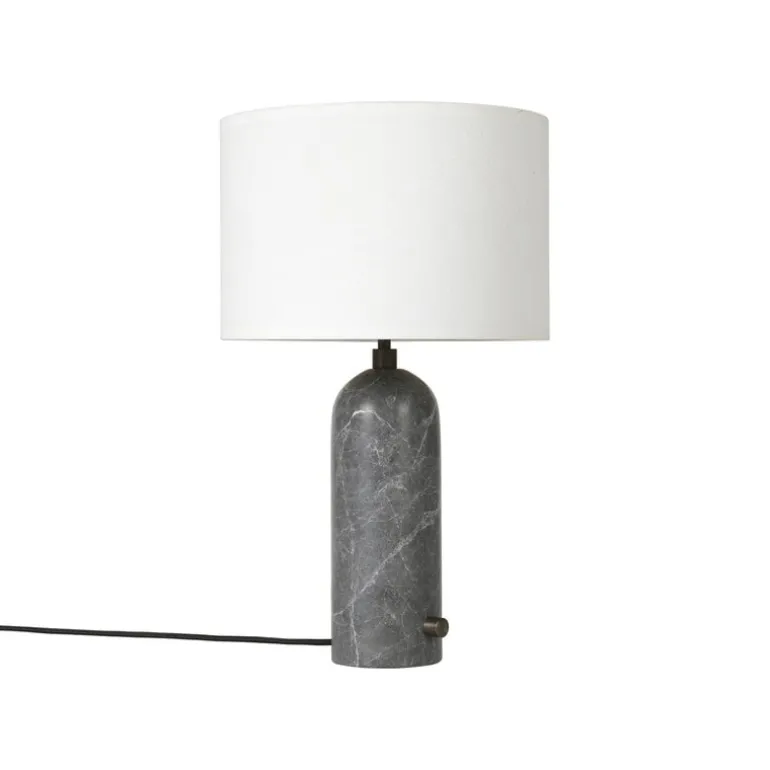 GUBI Gravity table lamp, small, grey marble - white