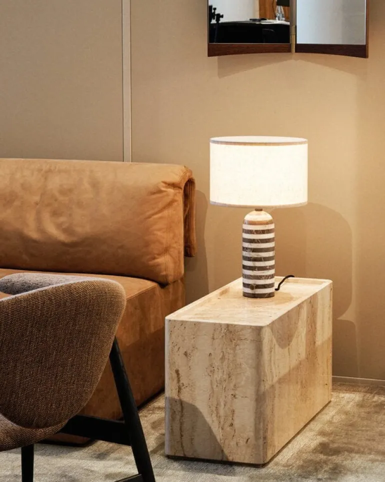 GUBI Gravity Upcycled-Marble Edition table lamp, small, grey/white - canvas