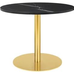 GUBI GUBI 1.0 lounge table, round 80 cm, brass - black marble