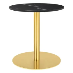 GUBI GUBI 1.0 lounge table, round 60 cm, brass - black marble
