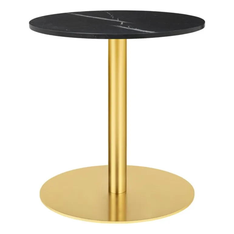 GUBI GUBI 1.0 lounge table, round 60 cm, brass - black marble