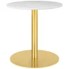 GUBI GUBI 1.0 lounge table, round 60 cm, brass - white marble