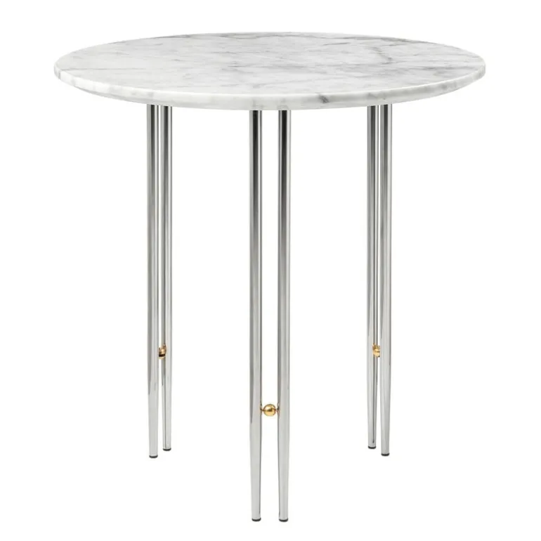 GUBI IOI coffee table, 50 cm, chrome - white marble