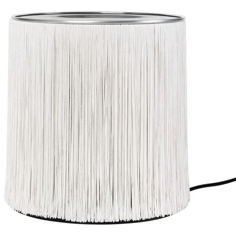 GUBI Model 597 table lamp, polished aluminium - cream fringe