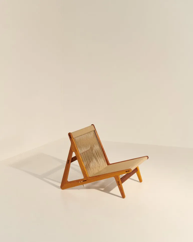 GUBI MR01 Initial Outdoor lounge chair, oiled iroko