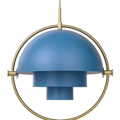 GUBI Multi-Lite pendant, brass - blue