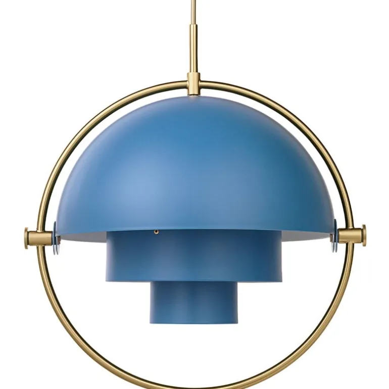GUBI Multi-Lite pendant, brass - blue
