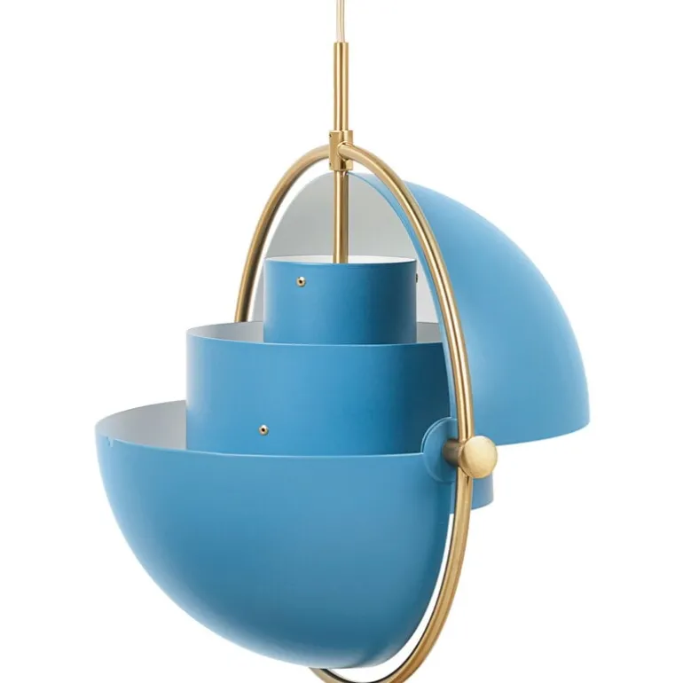 GUBI Multi-Lite pendant, brass - blue