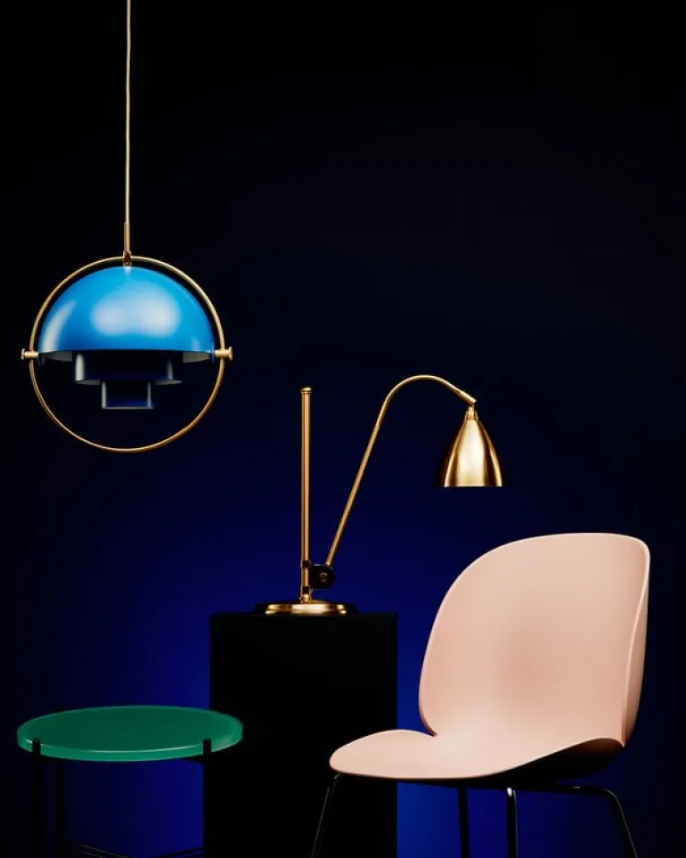 GUBI Multi-Lite pendant, brass - blue
