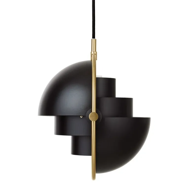 GUBI Multi-Lite pendant, small, brass - black semi matt