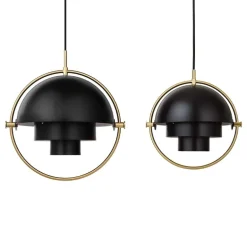 GUBI Multi-Lite pendant, small, brass - black semi matt