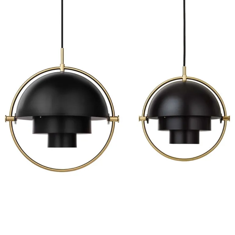 GUBI Multi-Lite pendant, small, brass - black semi matt