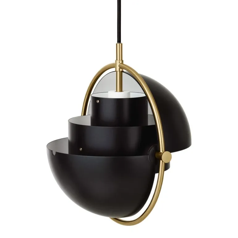 GUBI Multi-Lite pendant, small, brass - black semi matt