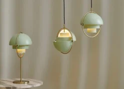 GUBI Multi-Lite pendant, small, brass - desert sage