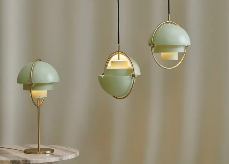 GUBI Multi-Lite pendant, small, brass - desert sage