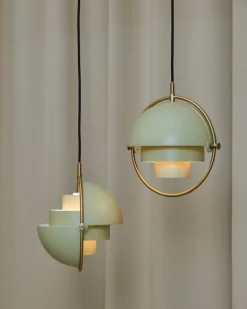 GUBI Multi-Lite pendant, small, brass - desert sage