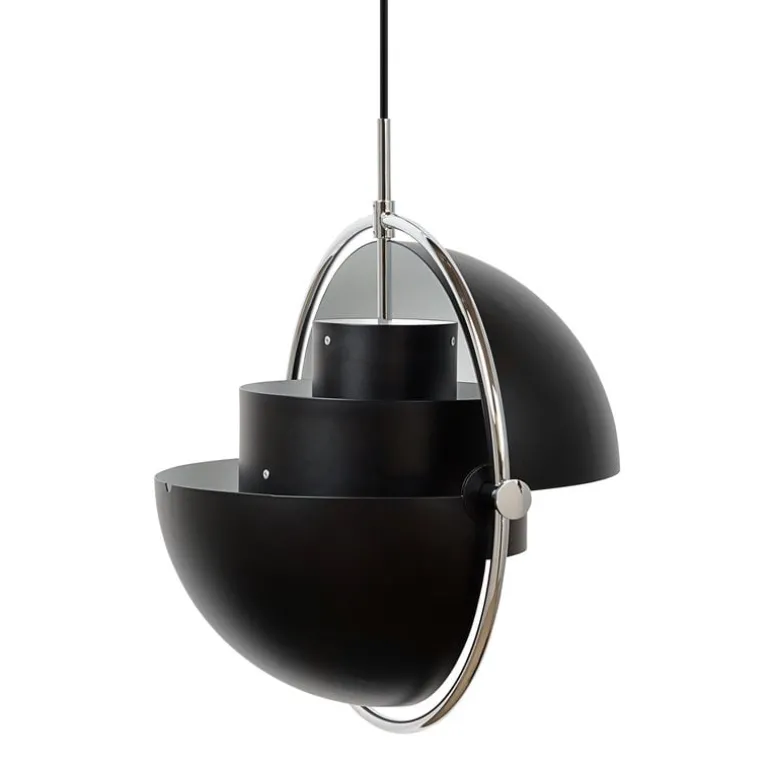 GUBI Multi-Lite pendant, small, chrome - black semi matt