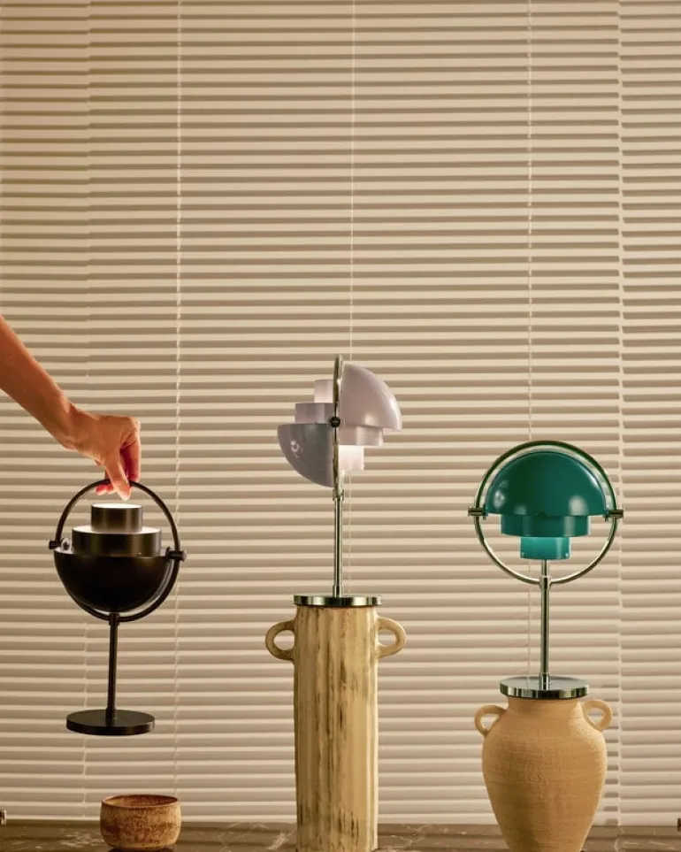 GUBI Multi-lite portable table lamp, chrome - teal green