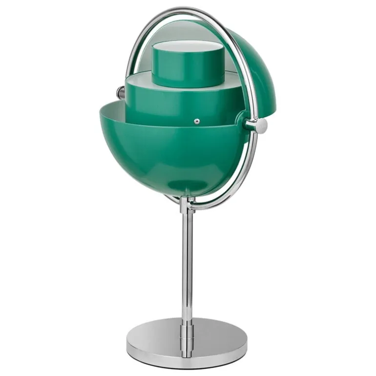 GUBI Multi-lite portable table lamp, chrome - teal green